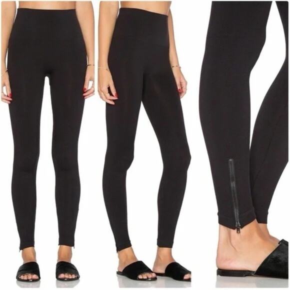 SPANX Pants - Spanx Seamless Side Zip High Rise Leggings in Very Black Women’s Size Medium